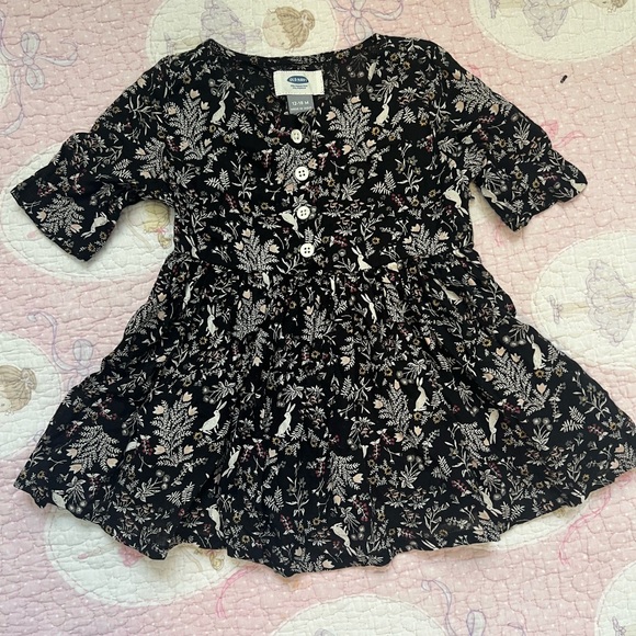 Floral Black Kids Dress - Picture 3 of 3